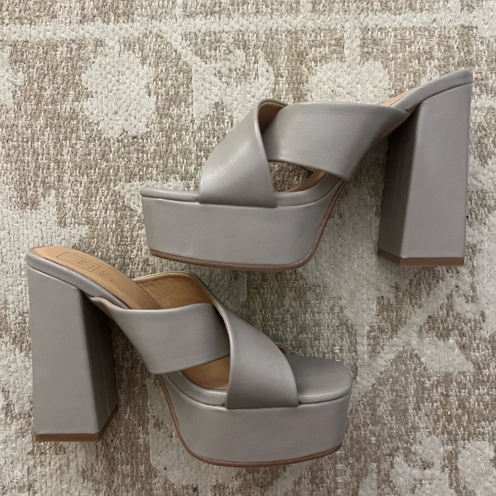 ShuShop Platform Mule Sandals in Light Taupe